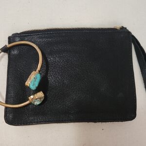 Black Leather Wristlet